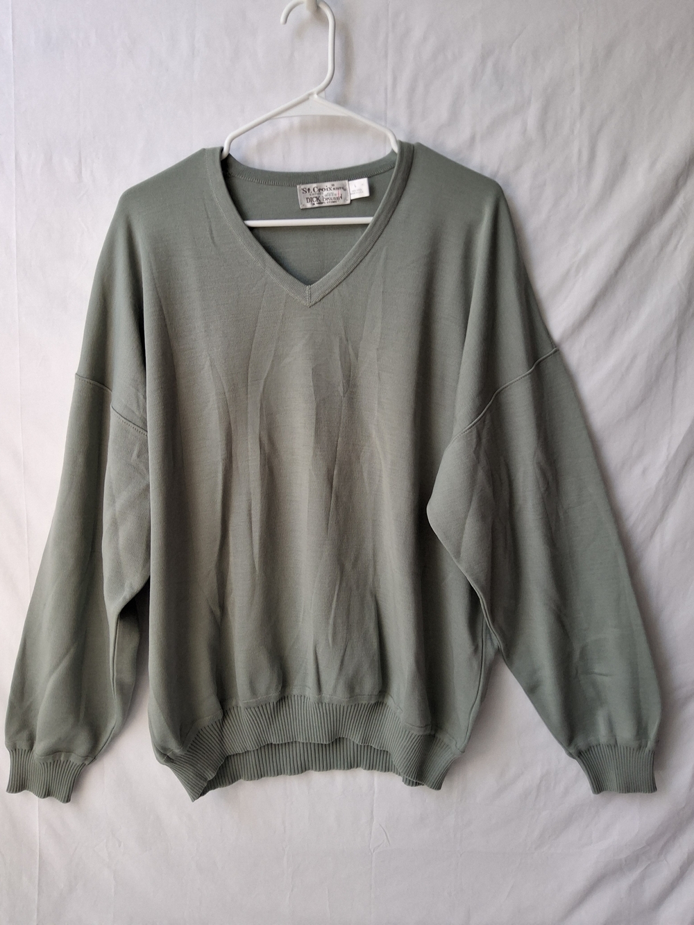Men's V-Neck Sweater in Sage Green by St. Christopher